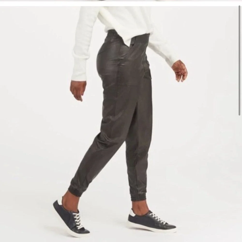 Spanx Leather Like Joggers Black Noir‎ Size XL Women's Spanx pants joggers